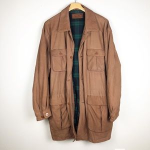 Brooks Brothers Nubuck Leather Long Jacket XL